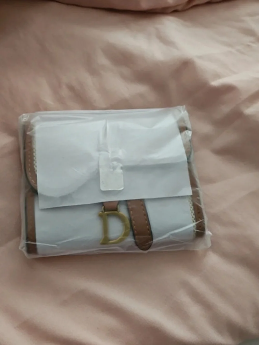 Two-Tone Cream and Brown Women's Wallet with Gold Accent